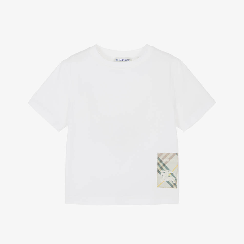 Burberry-Boys Ivory Cotton Cedar Tee | Childrensalon Outlet