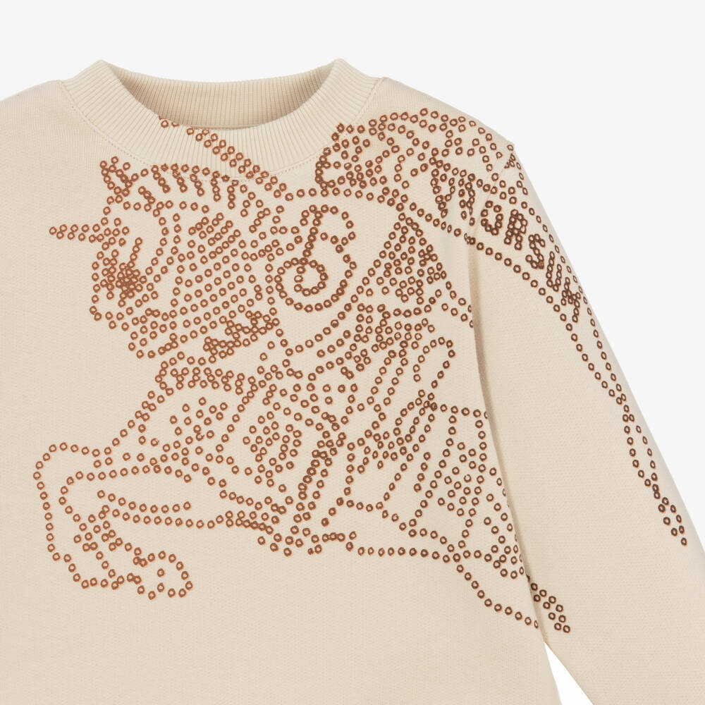 Burberry-سويتشيرت EKD قطن عضوي لون بيج | Childrensalon Outlet