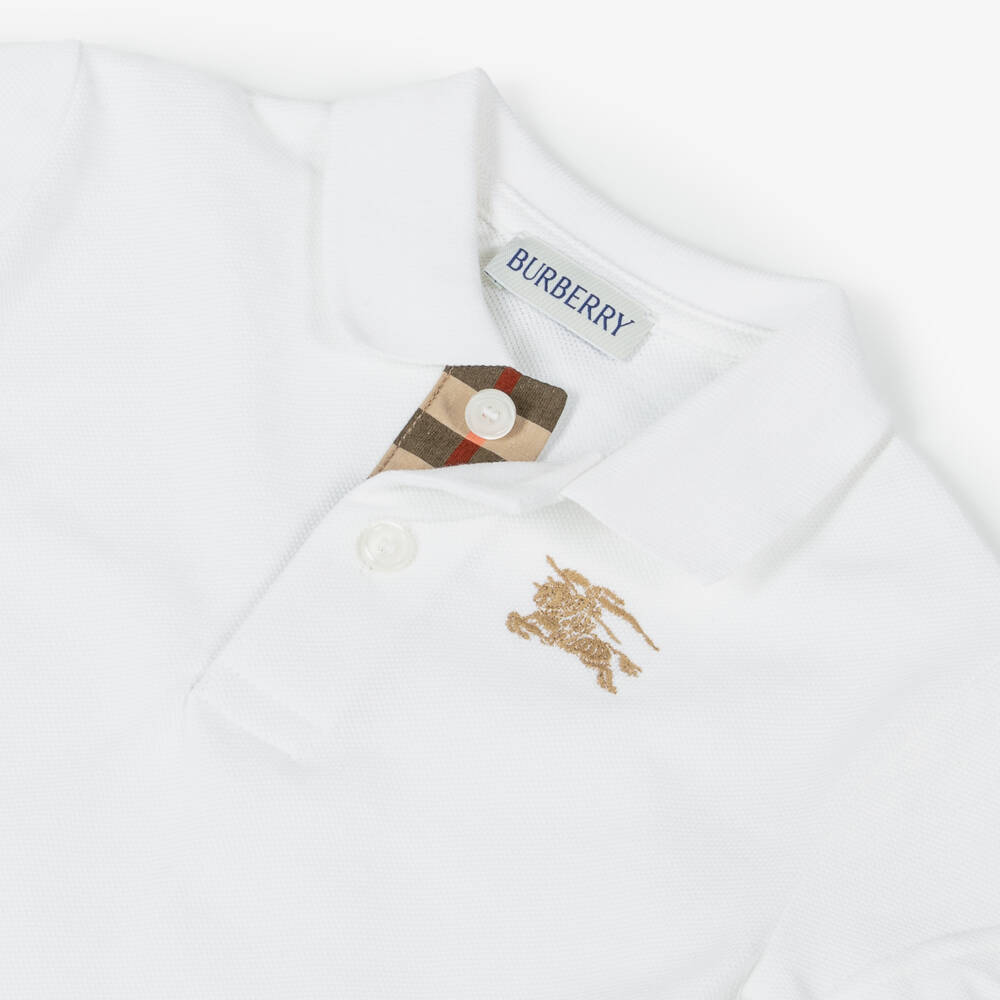 Burberry-Boys Ivory Cotton Polo Top | Childrensalon Outlet