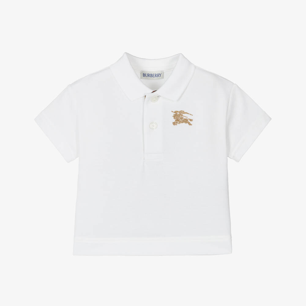 Burberry-Boys Ivory Cotton Polo Top | Childrensalon Outlet