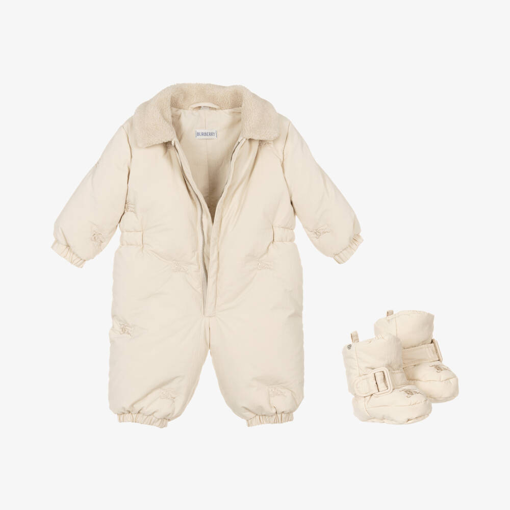 Burberry-Boys Ivory Down Snowsuit | Childrensalon Outlet