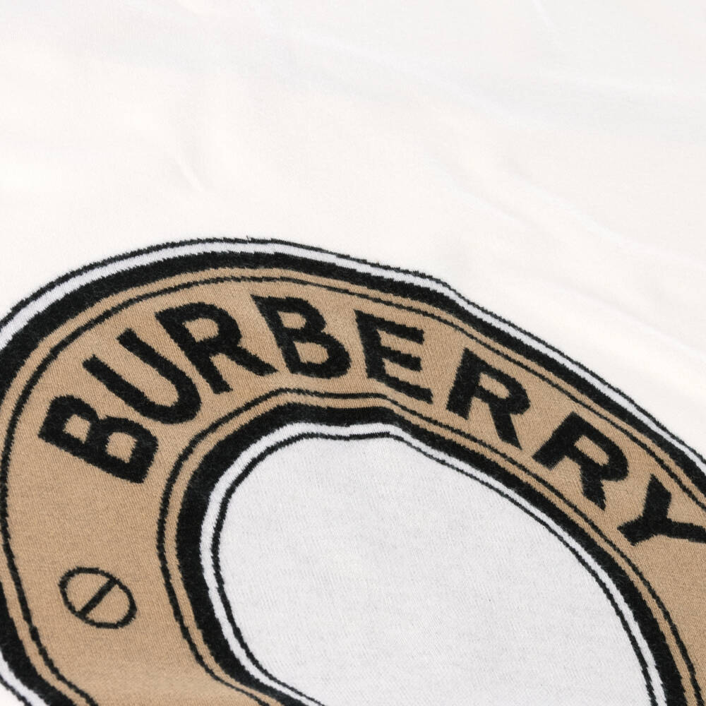 Burberry-Boys Ivory Knit Wool Blanket | Childrensalon Outlet