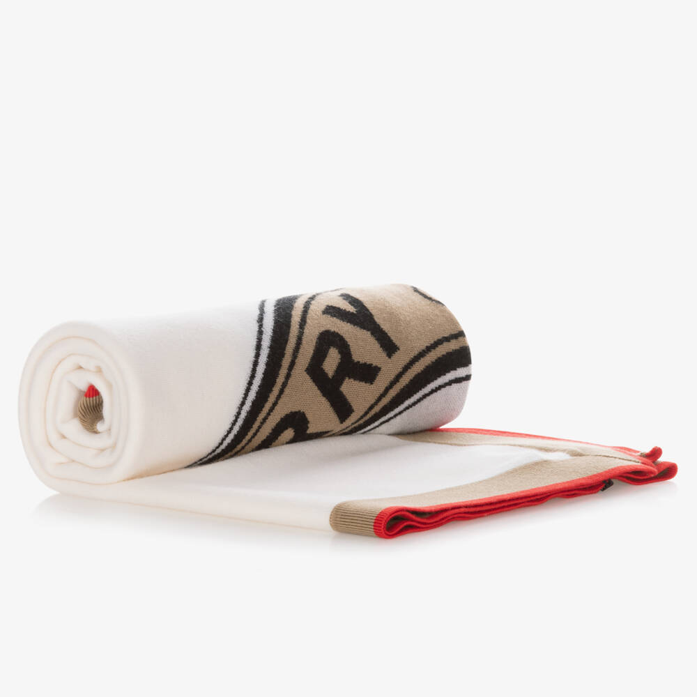 Burberry-Boys Ivory Knit Wool Blanket | Childrensalon Outlet