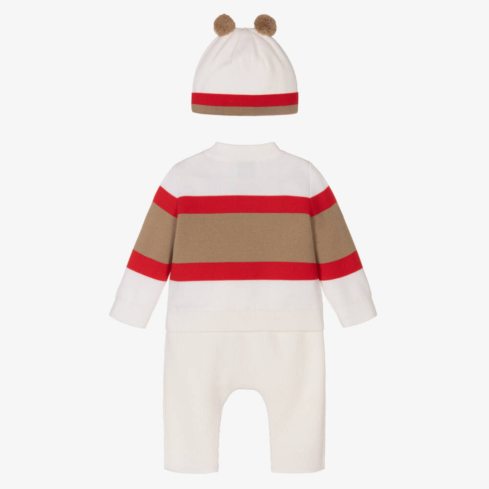 بربري-طقم بنطلون صوفي محبوك عاجي للأولاد | Childrensalon Outlet