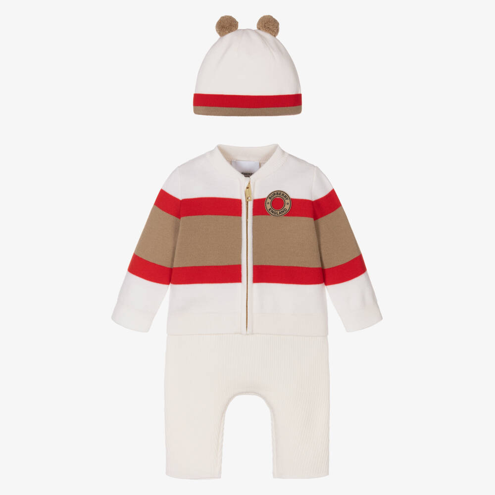 Burberry-Boys Ivory Knit Wool Trouser Set | Childrensalon Outlet