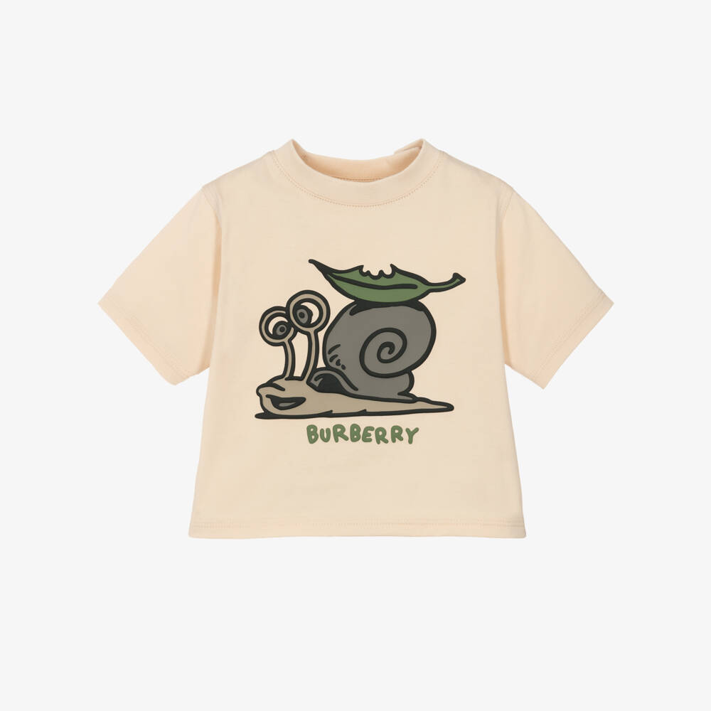Burberry-Кремовая хлопковая футболка с улиткой для мальчиков | Childrensalon Outlet