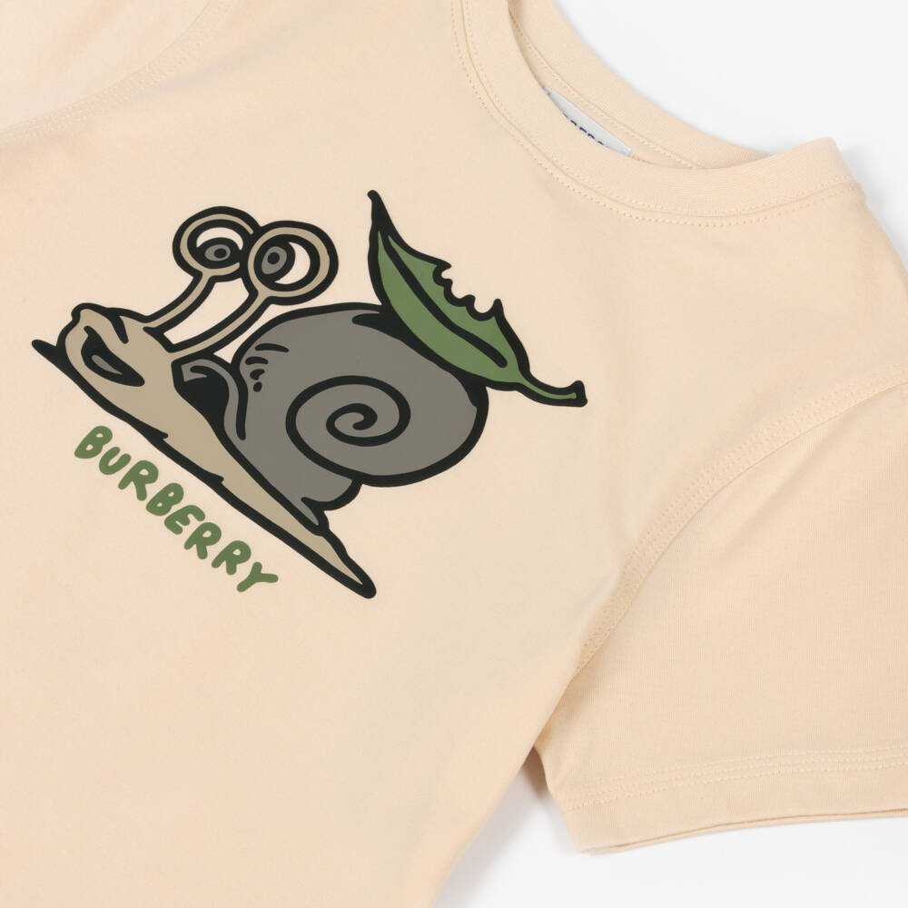 Burberry-Boys Ivory Snail Graphic Tee | Childrensalon Outlet