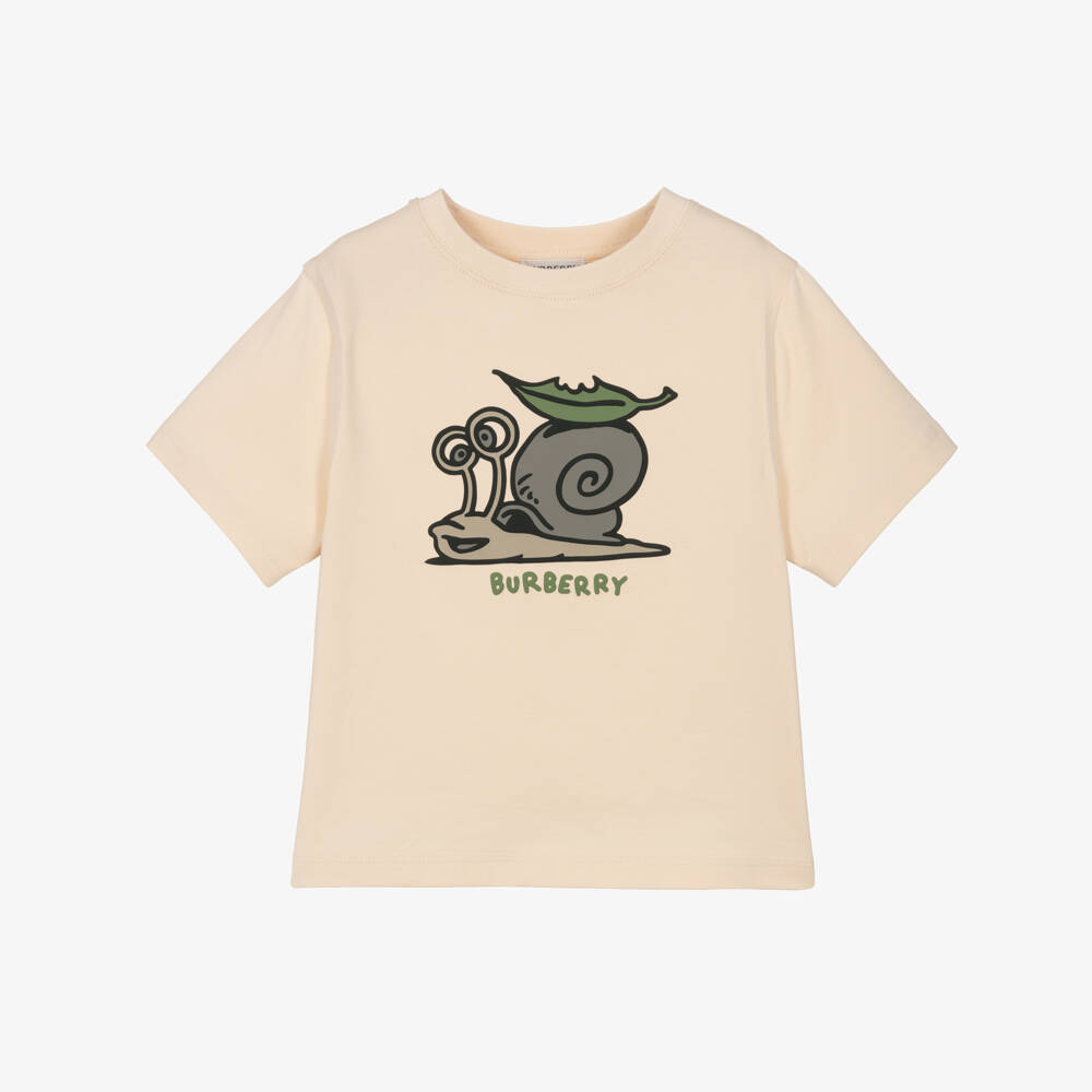 Burberry-Boys Ivory Snail Graphic Tee | Childrensalon Outlet