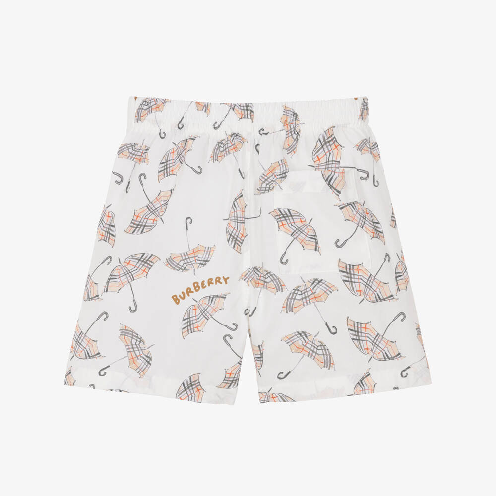 Burberry-Boys Ivory Umbrella Patterned Shorts | Childrensalon Outlet