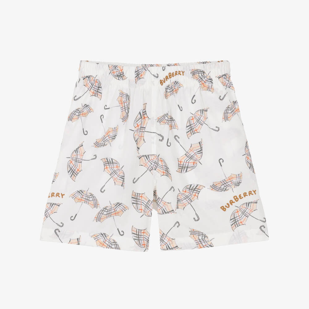 Burberry-Boys Ivory Umbrella Patterned Shorts | Childrensalon Outlet