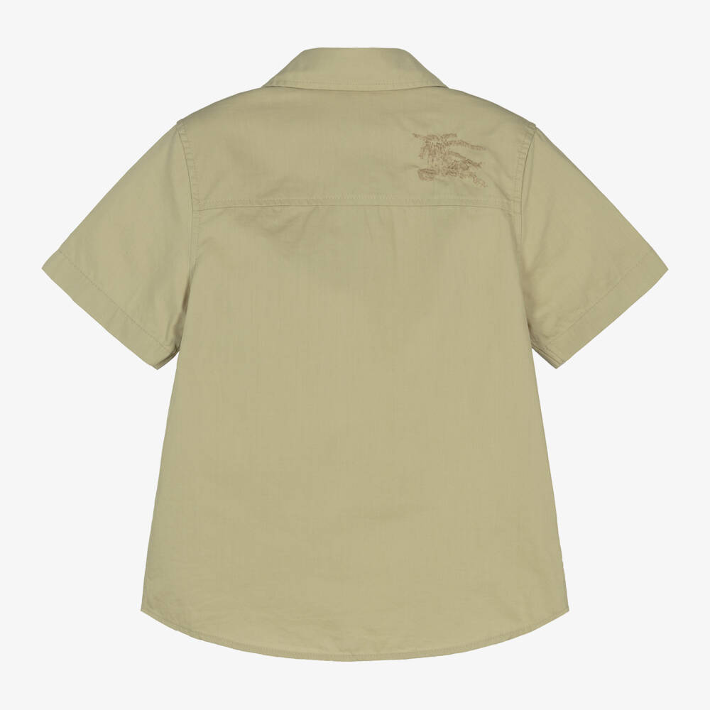 Burberry-Зеленая рубашка для мальчиков EKD из хлопка и лиоцелла | Childrensalon Outlet