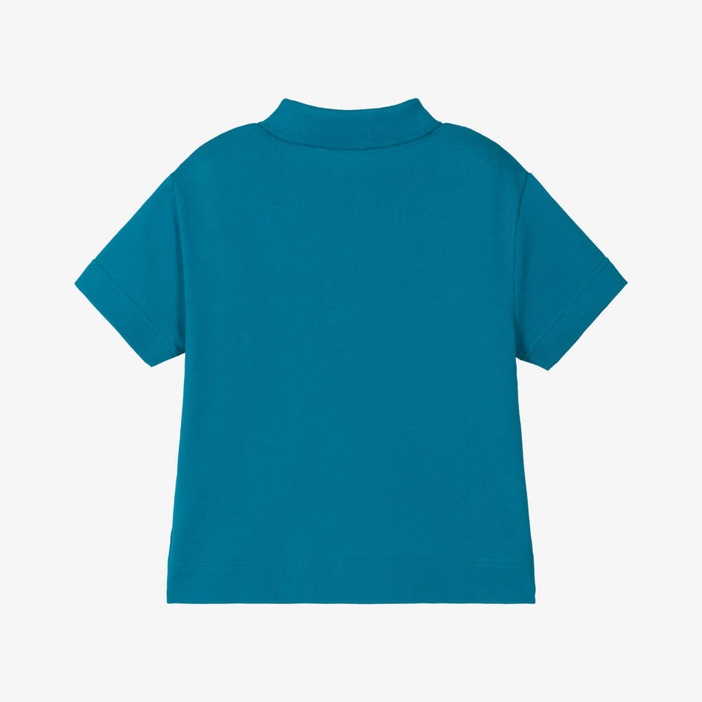 Burberry-Boys Kingfisher Blue Piqué Polo | Childrensalon Outlet