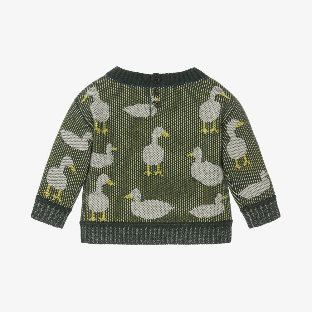 Burberry-بلوفر أطفال ولادي مزيج صوف وكشمير لون أخضر | Childrensalon Outlet