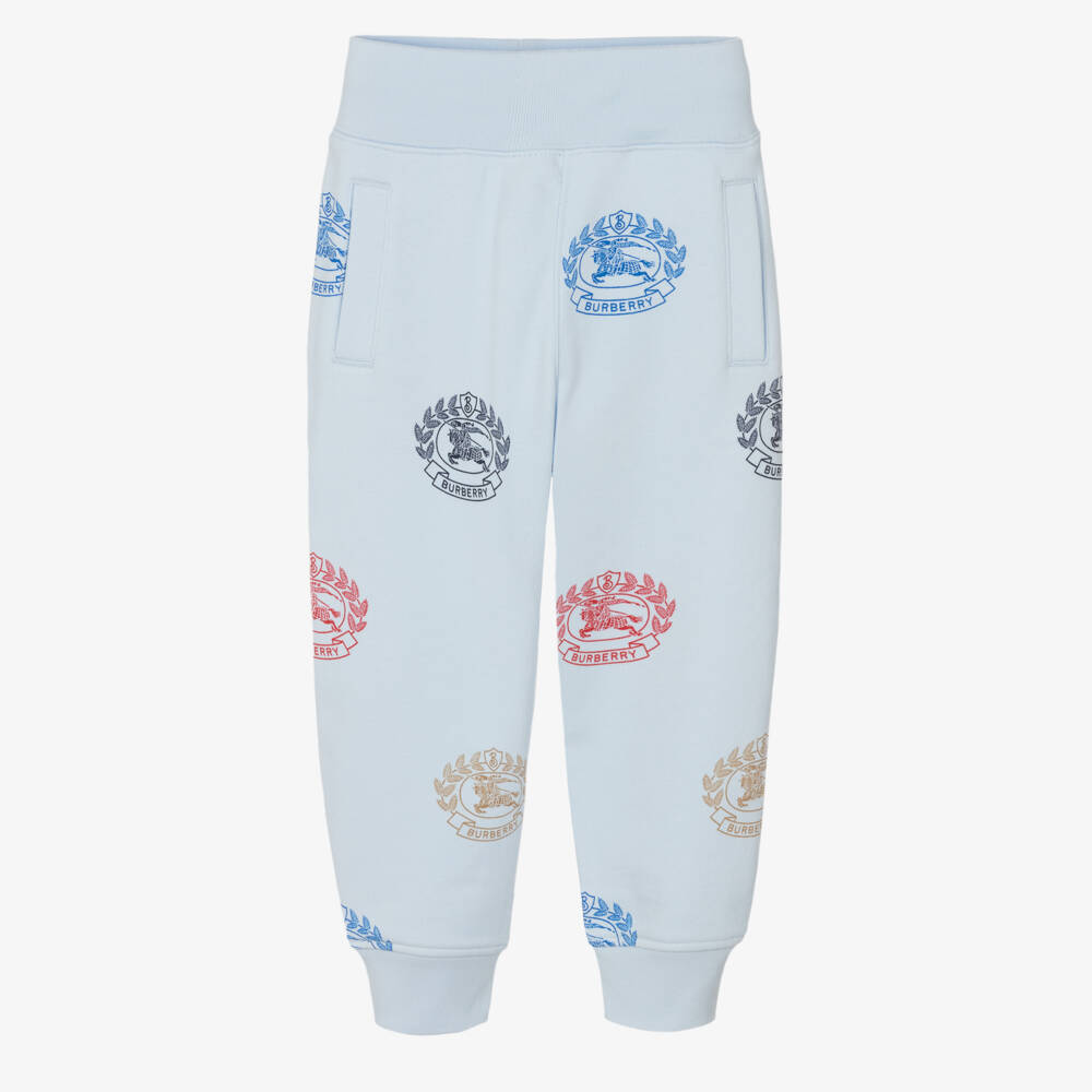 Burberry-Boys Light Blue Patterned Joggers | Childrensalon Outlet