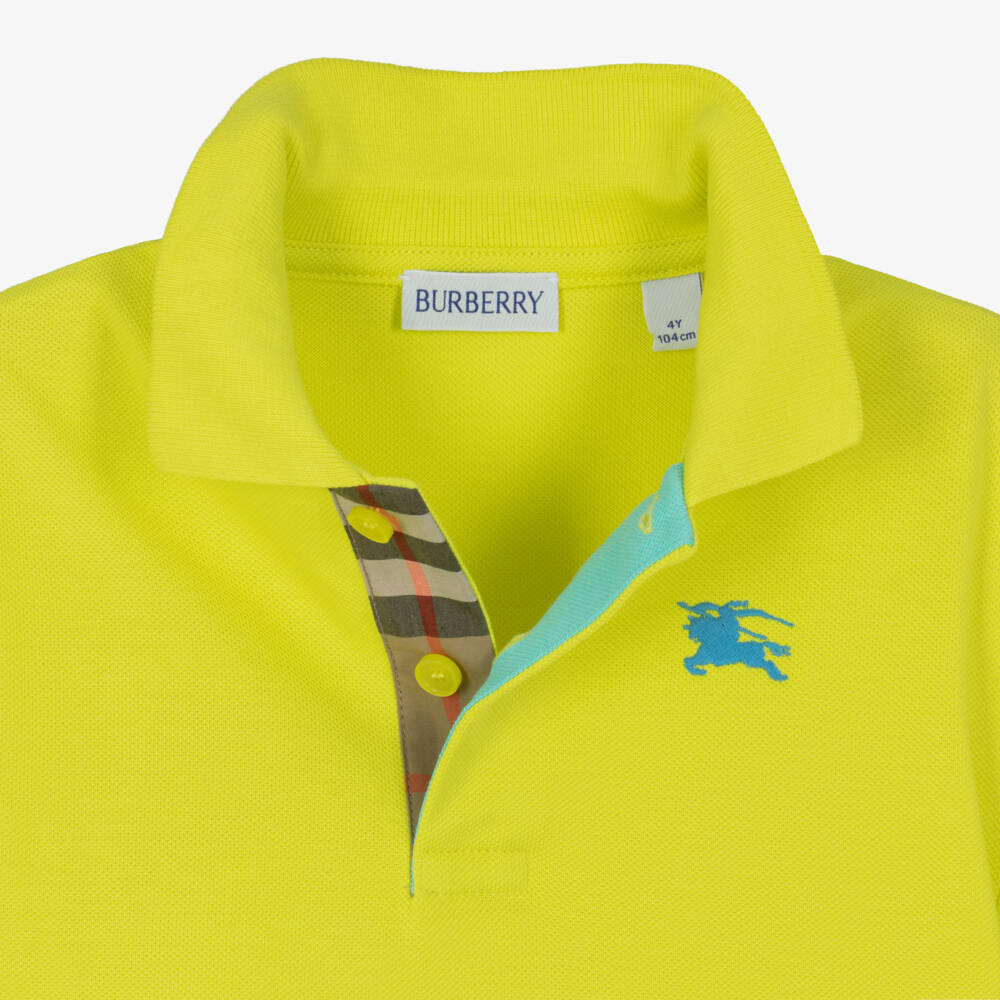 Burberry-Boys Lime Green Cotton Piqué Polo Shirt | Childrensalon Outlet