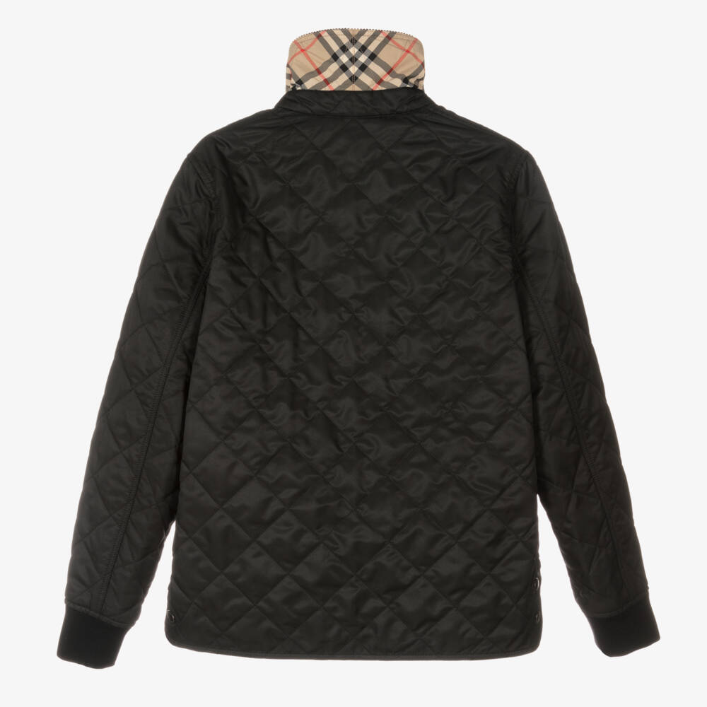 Burberry-Boys Luxe Ebony Quilted Coat | Childrensalon Outlet