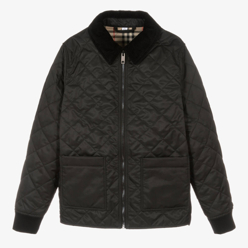 Burberry-Boys Luxe Ebony Quilted Coat | Childrensalon Outlet