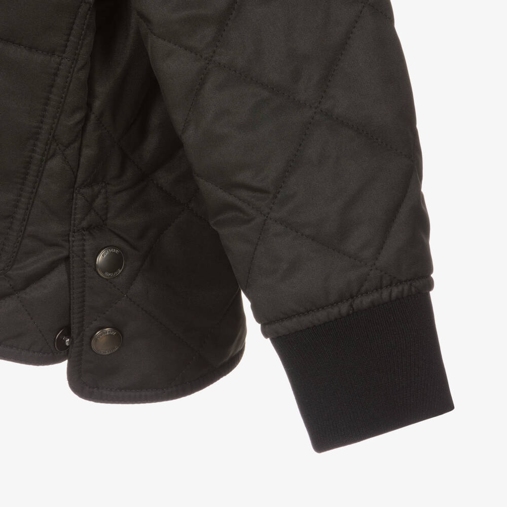 Burberry-Boys Luxe Ebony Quilted Coat | Childrensalon Outlet