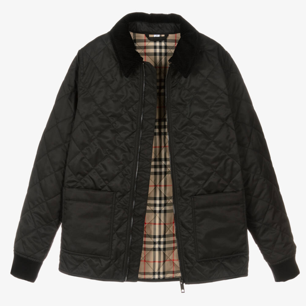 Burberry-Boys Luxe Ebony Quilted Coat | Childrensalon Outlet