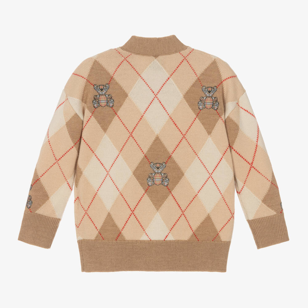 Burberry-Boys Merino Wool Beige Knit Cardigan | Childrensalon Outlet