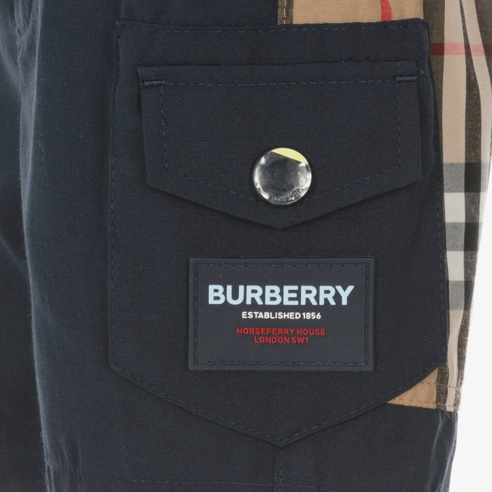 Burberry-Boys Navy Cargo Shorts | Childrensalon Outlet