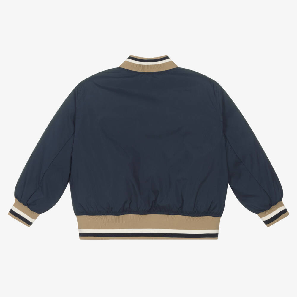 Burberry-Boys Navy Down-Filled Varsity Jacket | Childrensalon Outlet