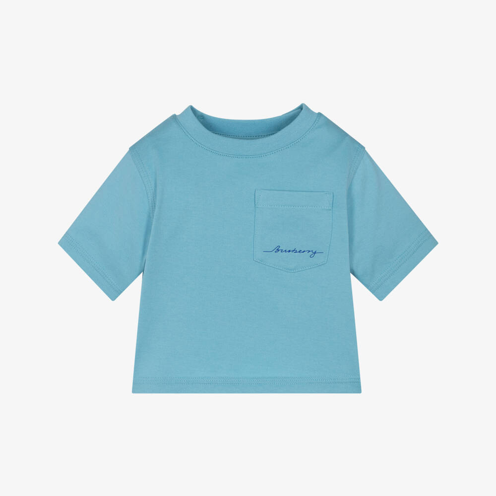 Burberry-Boys Organic Blue Cotton Tee | Childrensalon Outlet