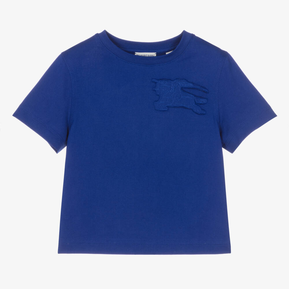 Burberry-Boys Organic Blue Tee | Childrensalon Outlet