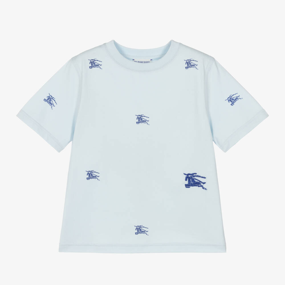 Burberry-Boys Pale Blue Cotton Tee | Childrensalon Outlet