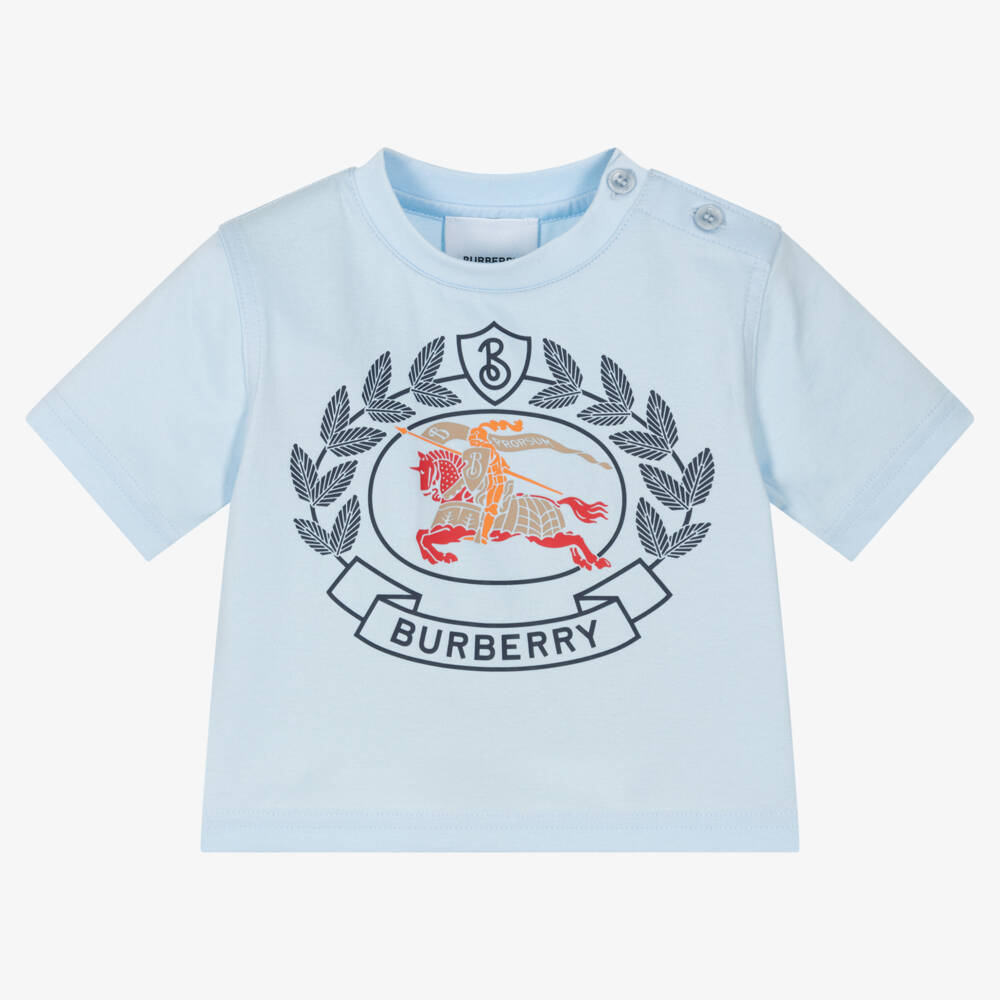 Burberry-Boys Pale Blue Crest Tee | Childrensalon Outlet