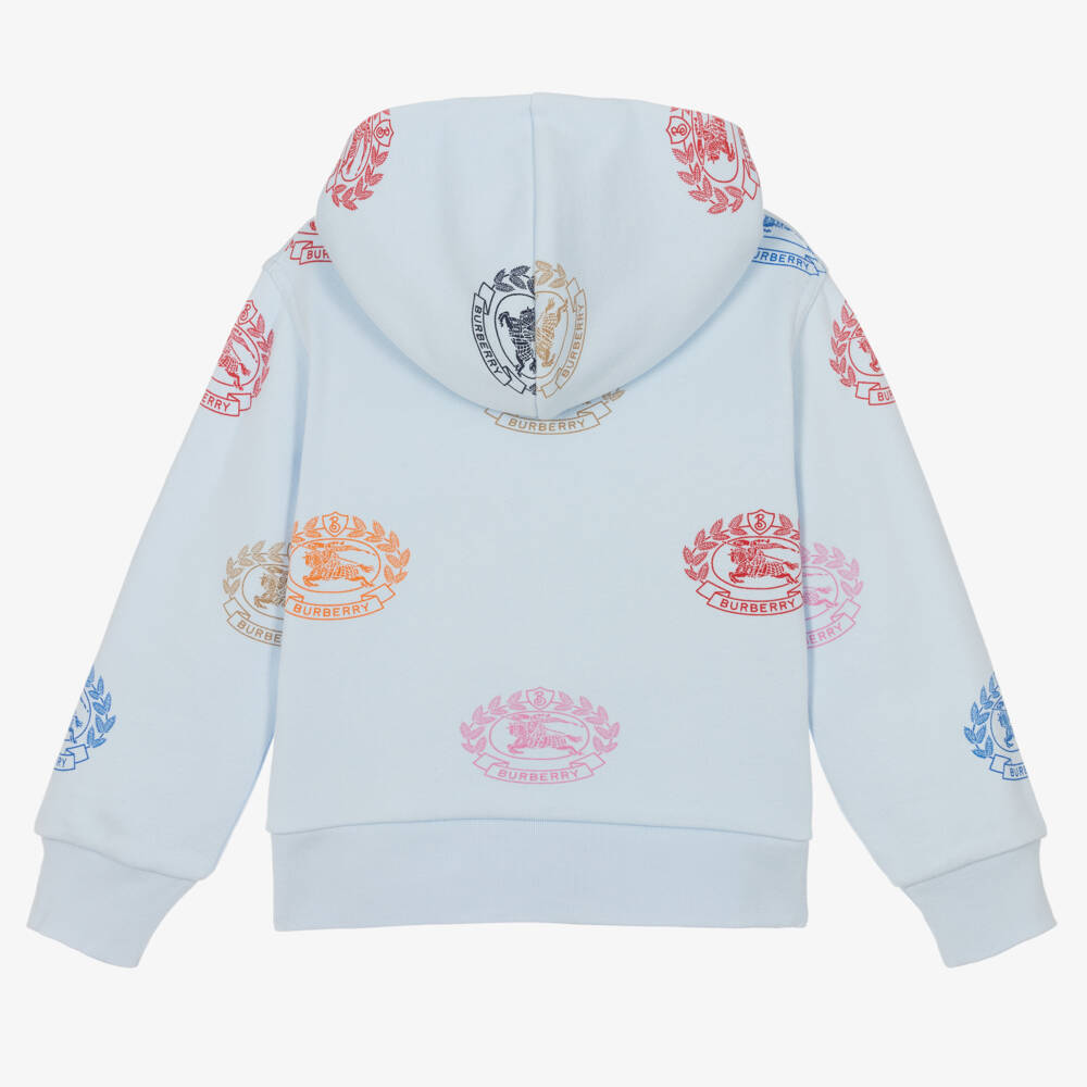 Burberry-Boys Pale Blue Logo Hoodie | Childrensalon Outlet