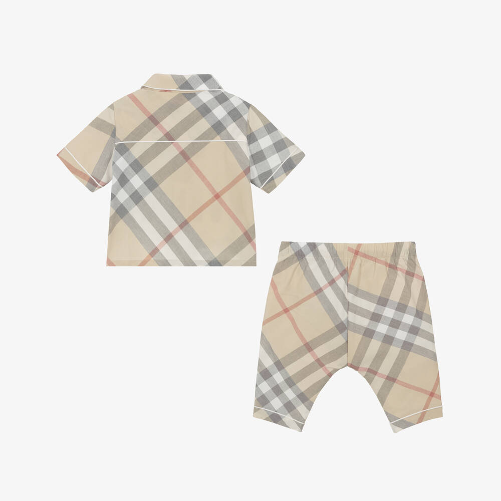 Burberry-طقم بنطلون بلون الحجر الفاتح للأولاد | Childrensalon Outlet