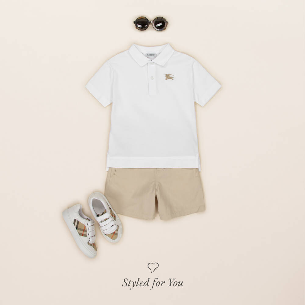 Burberry-Boys Pristine Cotton Polo Top | Childrensalon Outlet