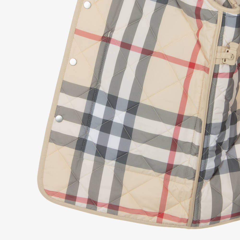 Burberry-Boys Quilted Beige Hooded Jacket | Childrensalon Outlet