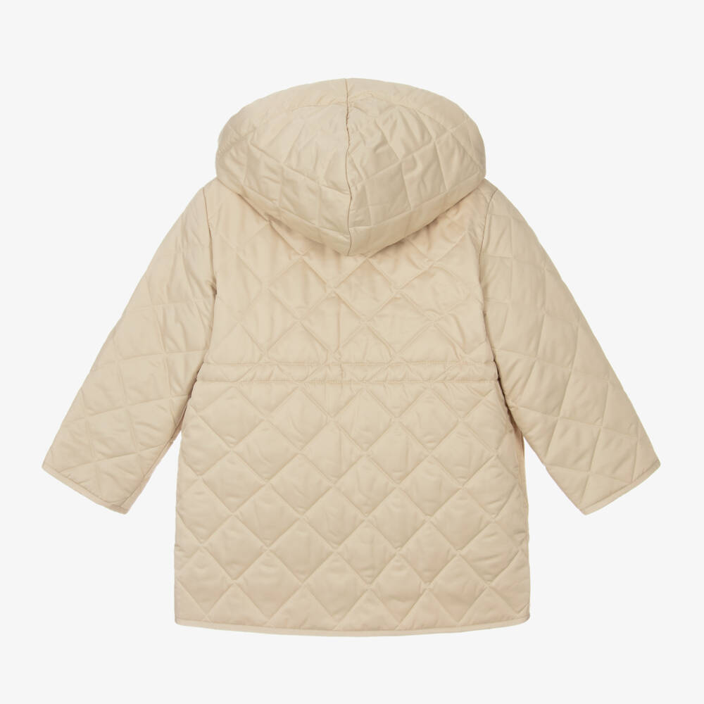 Burberry-Boys Quilted Beige Hooded Jacket | Childrensalon Outlet