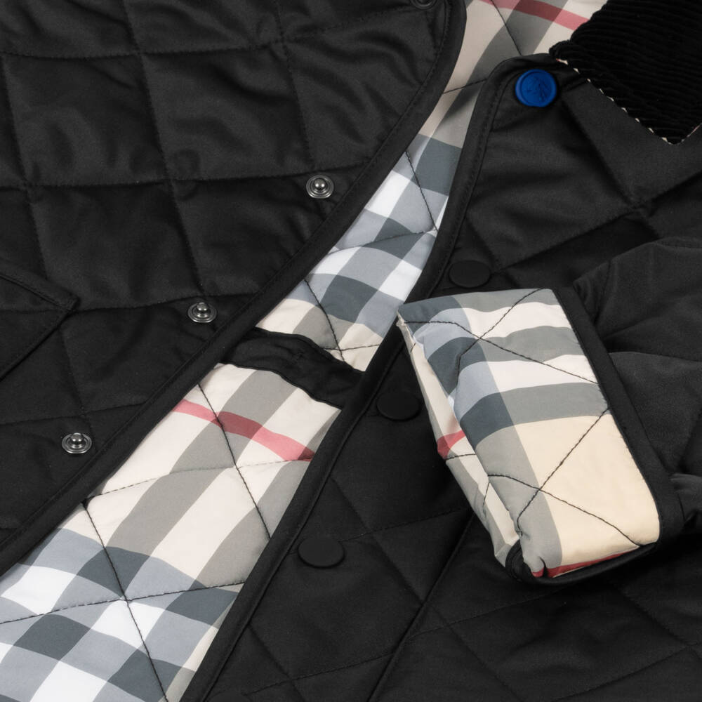 Burberry-Boys Quilted Black Jacket | Childrensalon Outlet