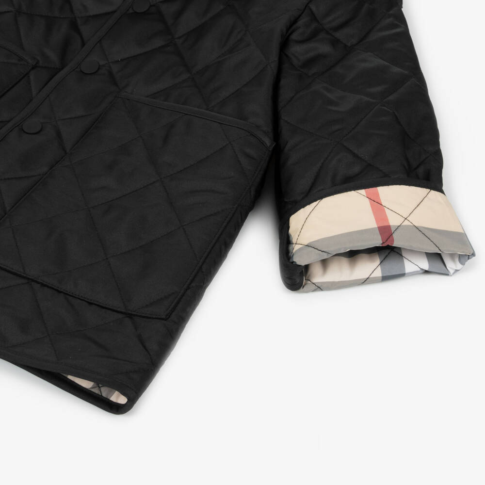 Burberry-Boys Quilted Black Jacket | Childrensalon Outlet