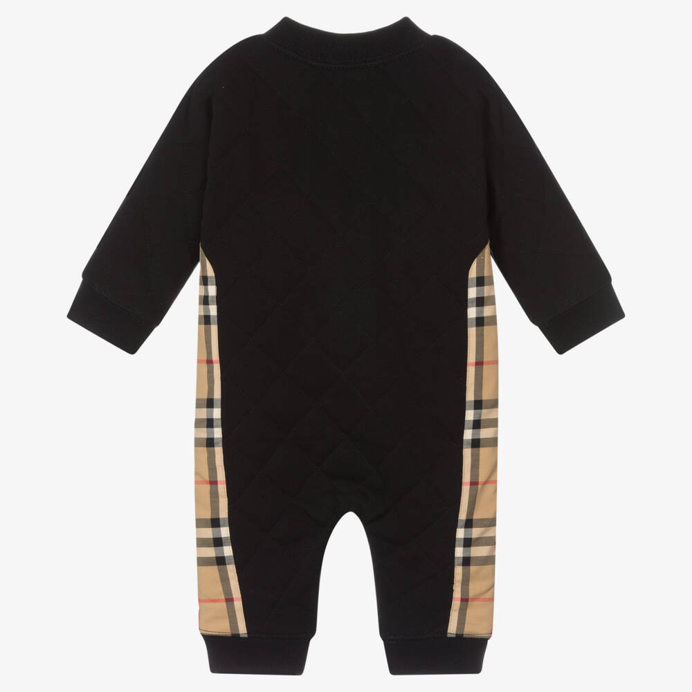 Burberry-Boys Quilted Ebony Cotton Babygrow | Childrensalon Outlet