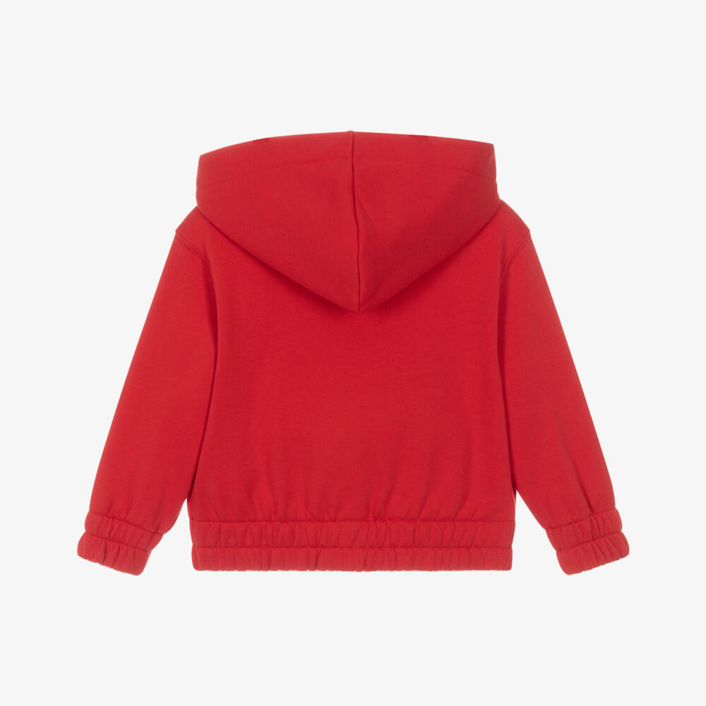 Burberry-Boys Red Cotton Jersey Zip-Up Hoodie | Childrensalon Outlet