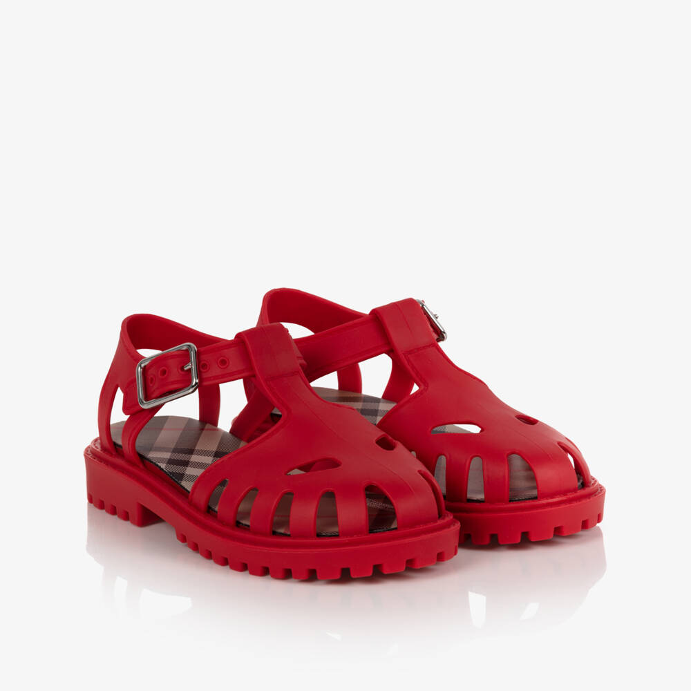 Burberry-Boys Red Vintage Beach Sandals | Childrensalon Outlet