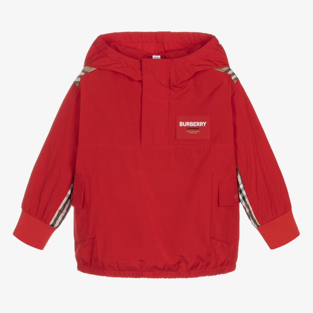 Burberry-Boys Red Vintage Check Hoodie | Childrensalon Outlet