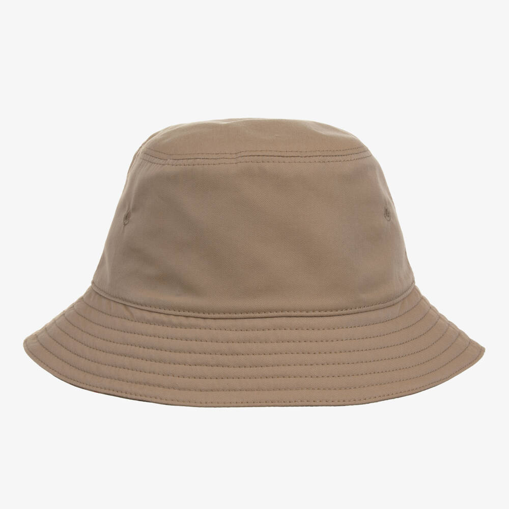 Burberry-Boys Reversible Beige Check Hat | Childrensalon Outlet