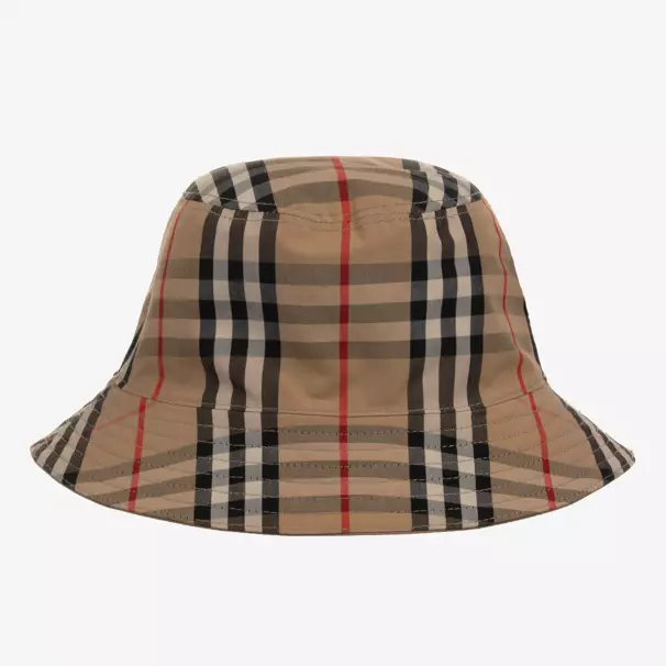 Burberry-Boys Reversible Beige Check Hat | Childrensalon Outlet