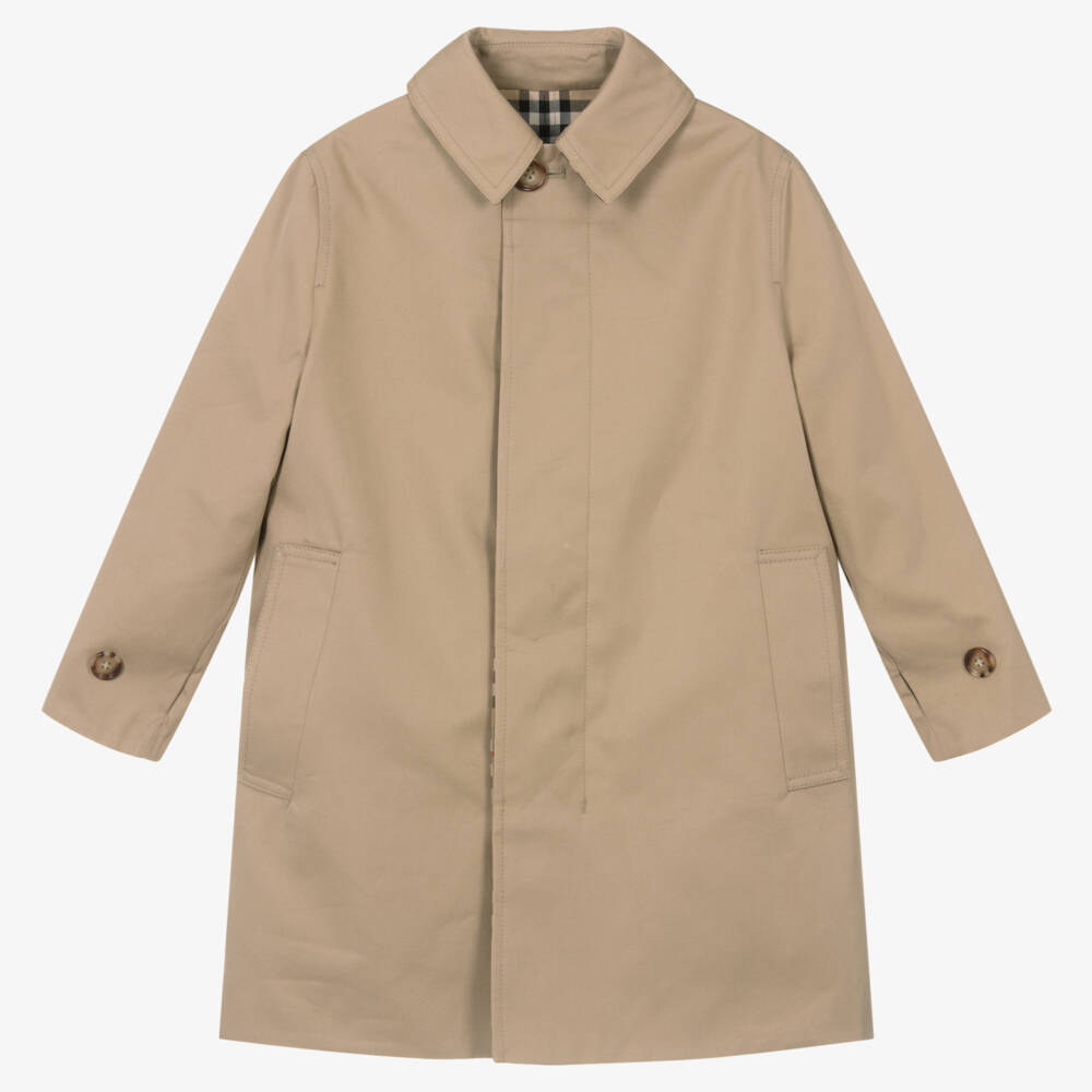 Burberry-Boys Reversible Beige Trench Coat | Childrensalon Outlet