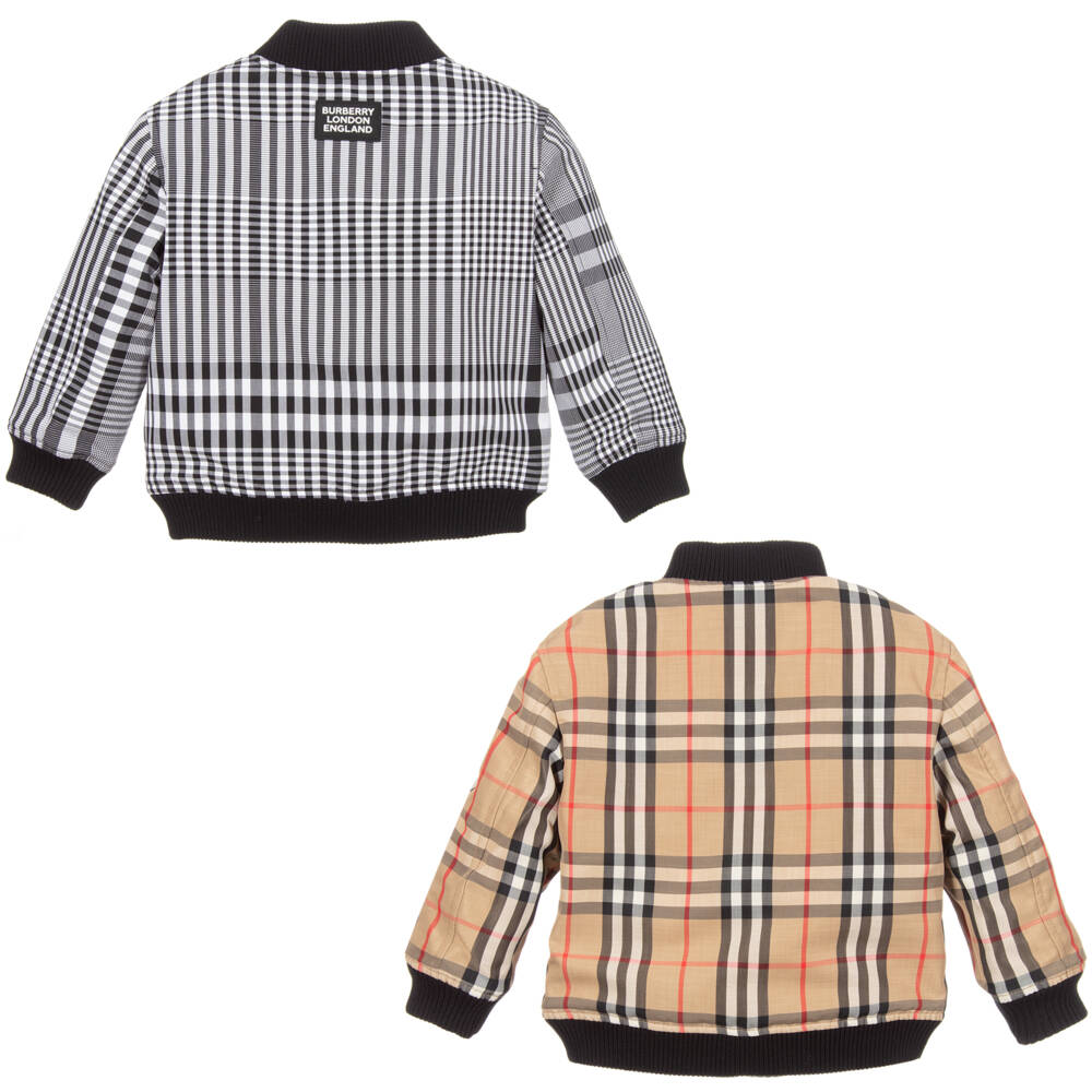 Burberry-جاكيت قطني بنقشة مربعات قابل للعكس للأولاد | Childrensalon Outlet