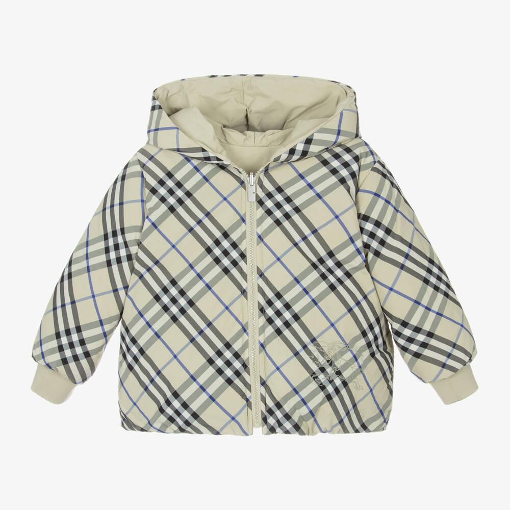 Burberry-Boys Reversible Check Down Coat | Childrensalon Outlet
