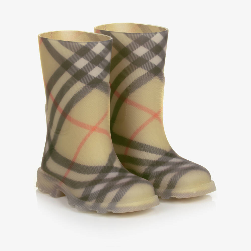 Burberry-Boys Sand Patterned Rain Boots | Childrensalon Outlet