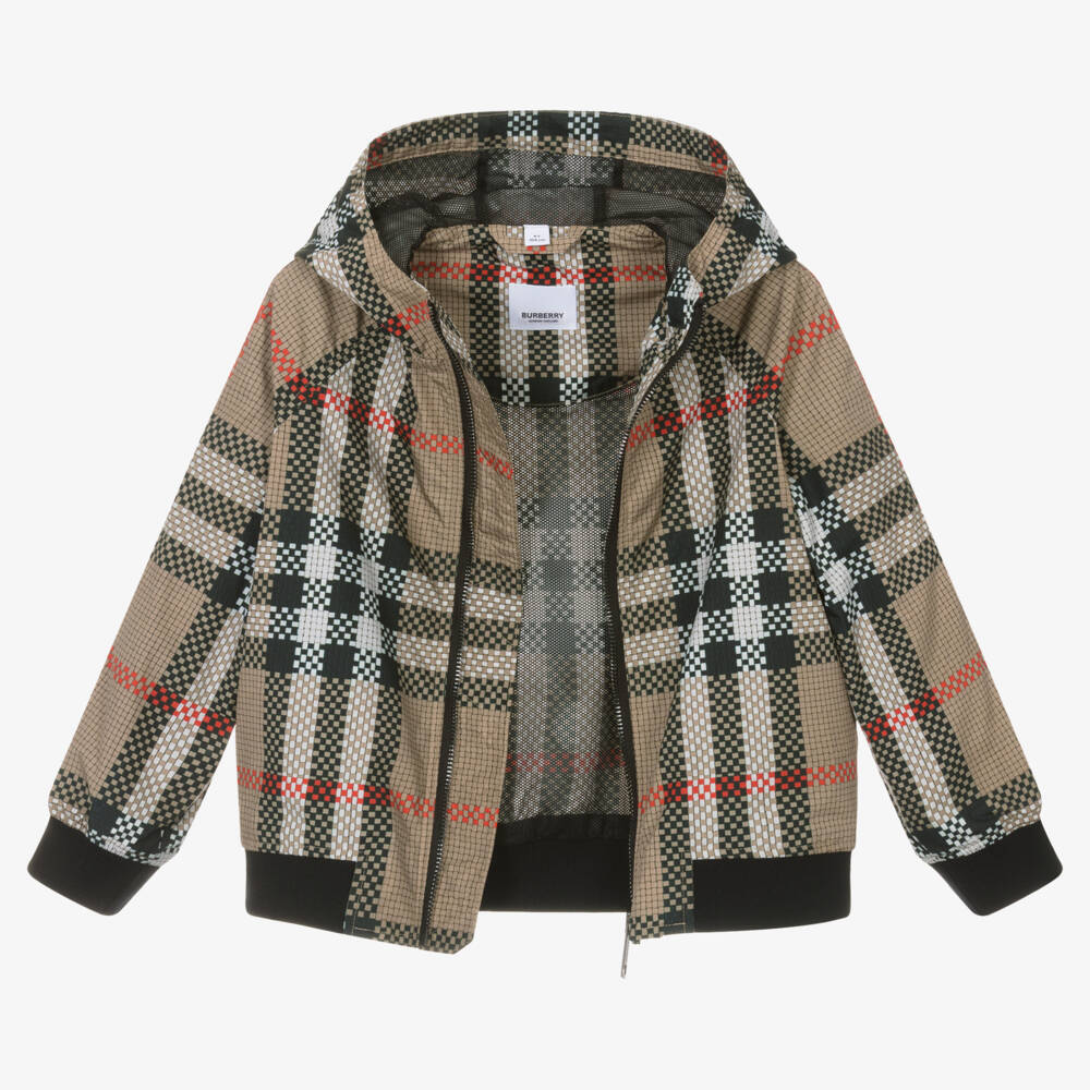Burberry-Пальто с капюшоном в песочную клетку для мальчиков | Childrensalon Outlet