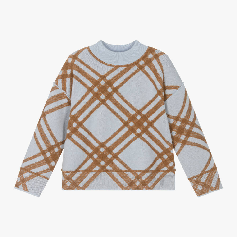 Burberry-Boys Slate Blue Knit Jumper | Childrensalon Outlet