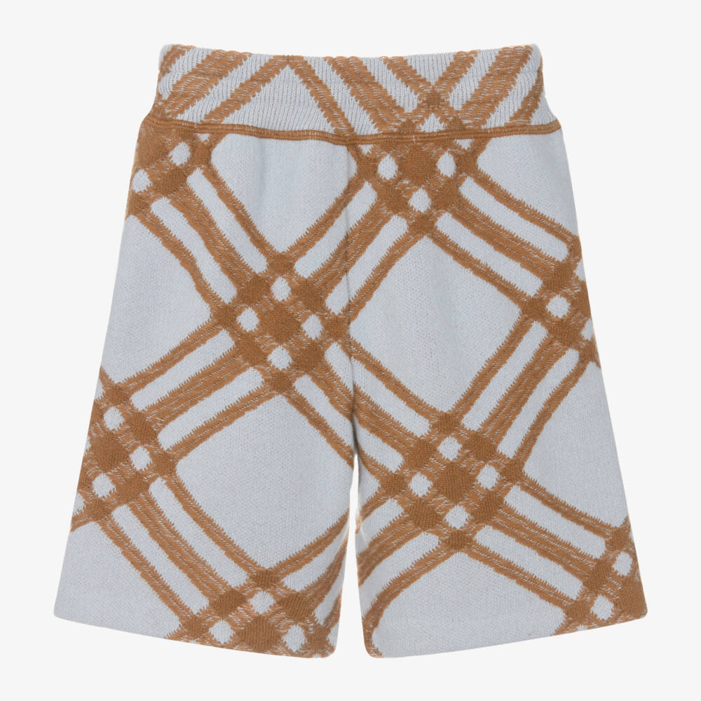 Burberry-شورت مزيج صوف و كشمير لون أزرق للأولاد | Childrensalon Outlet